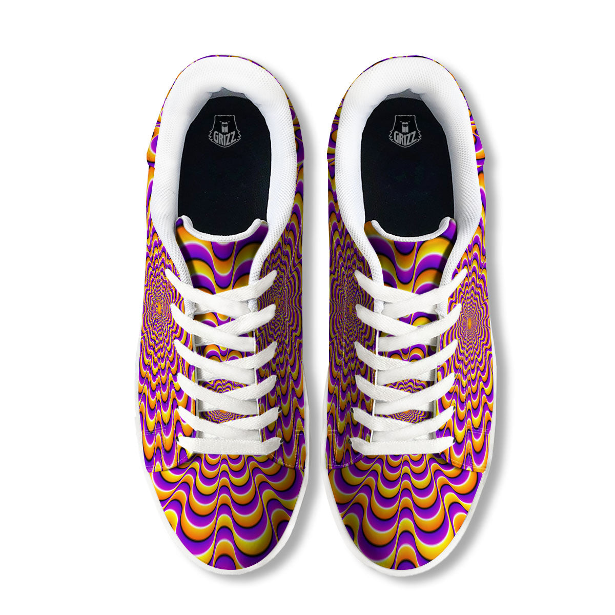 Illusion Optical Wave Psychedelic White Low Top Sneakers-grizzshop