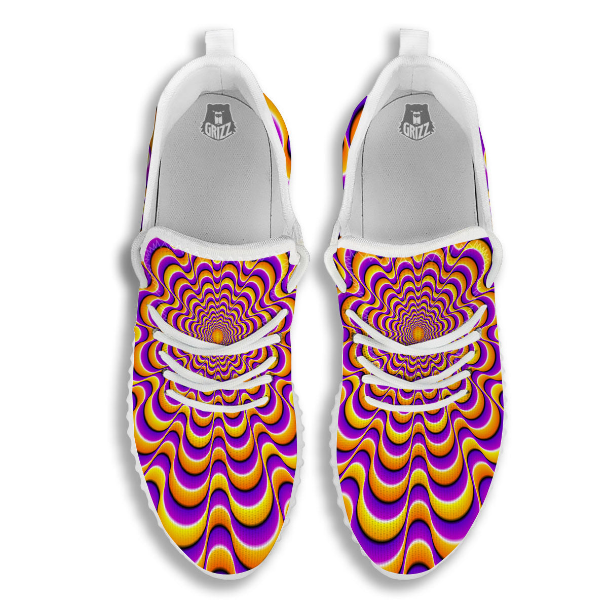Illusion Optical Wave Psychedelic White Walking Shoes-grizzshop