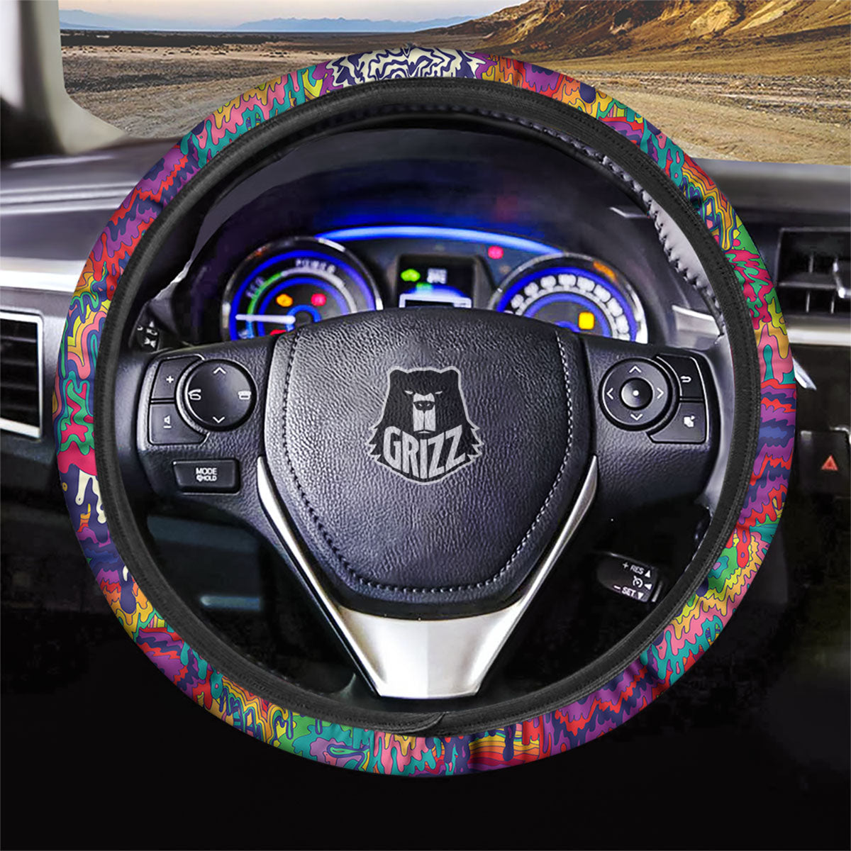 Illusion Psychedelic Print Pattern Car Steering Wheel Cover-grizzshop