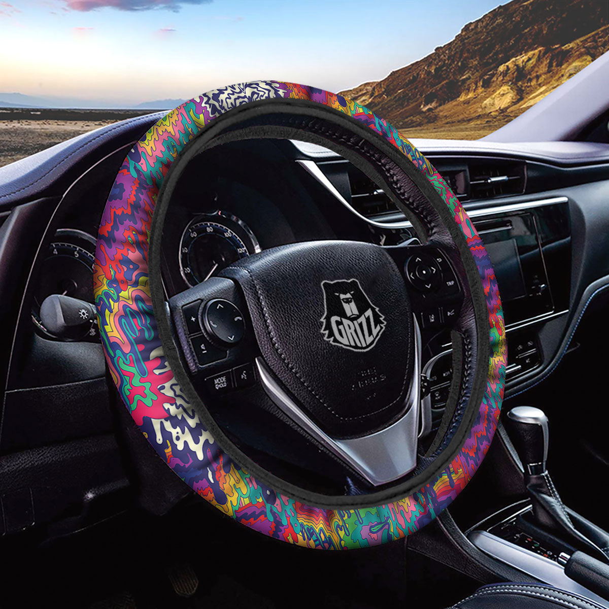 Illusion Psychedelic Print Pattern Car Steering Wheel Cover-grizzshop