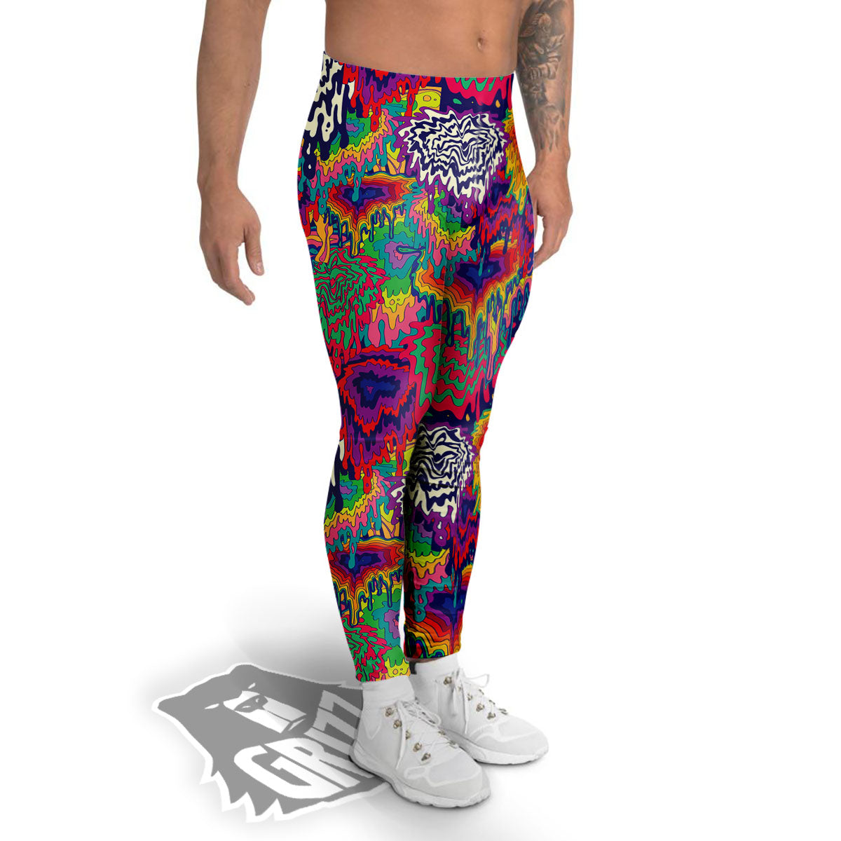 Illusion Psychedelic Print Pattern Men's Leggings-grizzshop