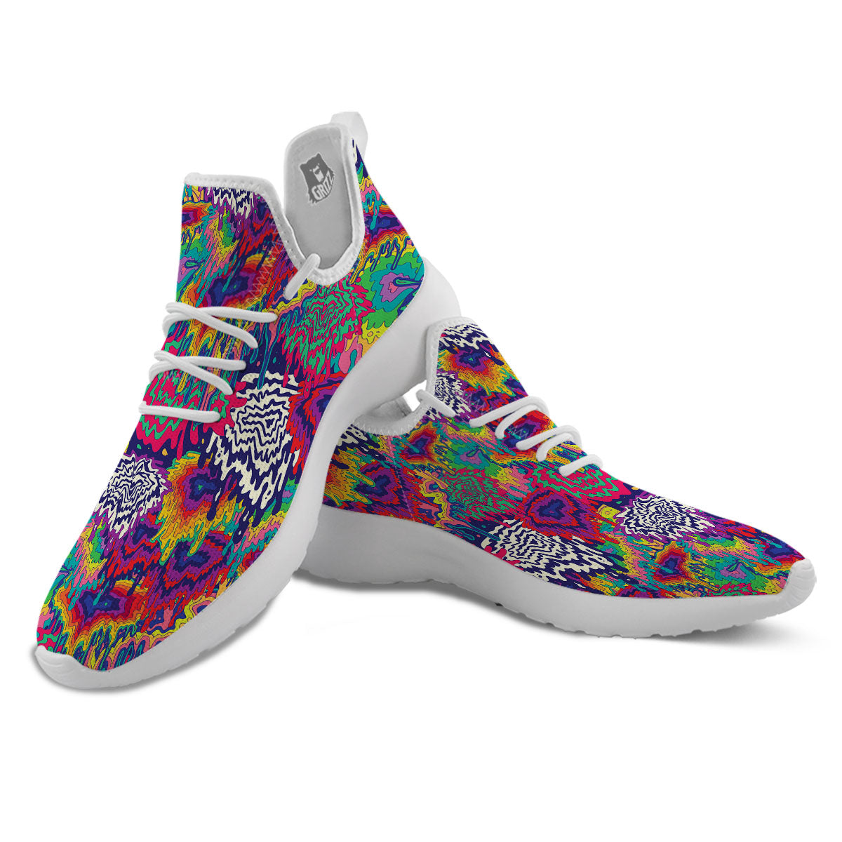 Illusion Psychedelic Print Pattern White Athletic Shoes-grizzshop