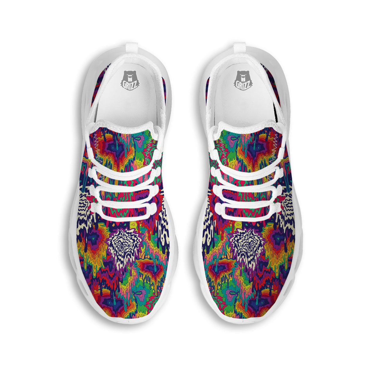 Illusion Psychedelic Print Pattern White Running Shoes-grizzshop