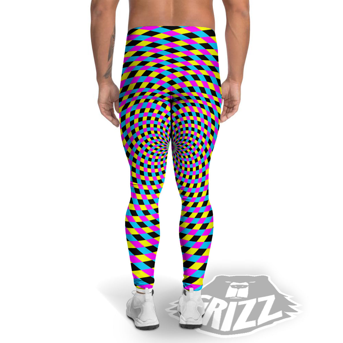 Illusion Spiral Colorful Print Men's Leggings-grizzshop