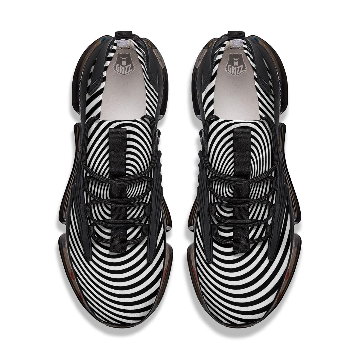 Illusion Swirl Optical Print Black Gym Shoes-grizzshop