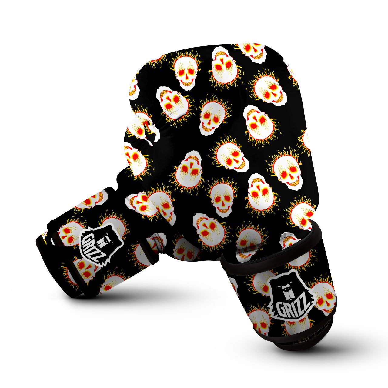 In Flames Skull Print Pattern Boxing Gloves-grizzshop