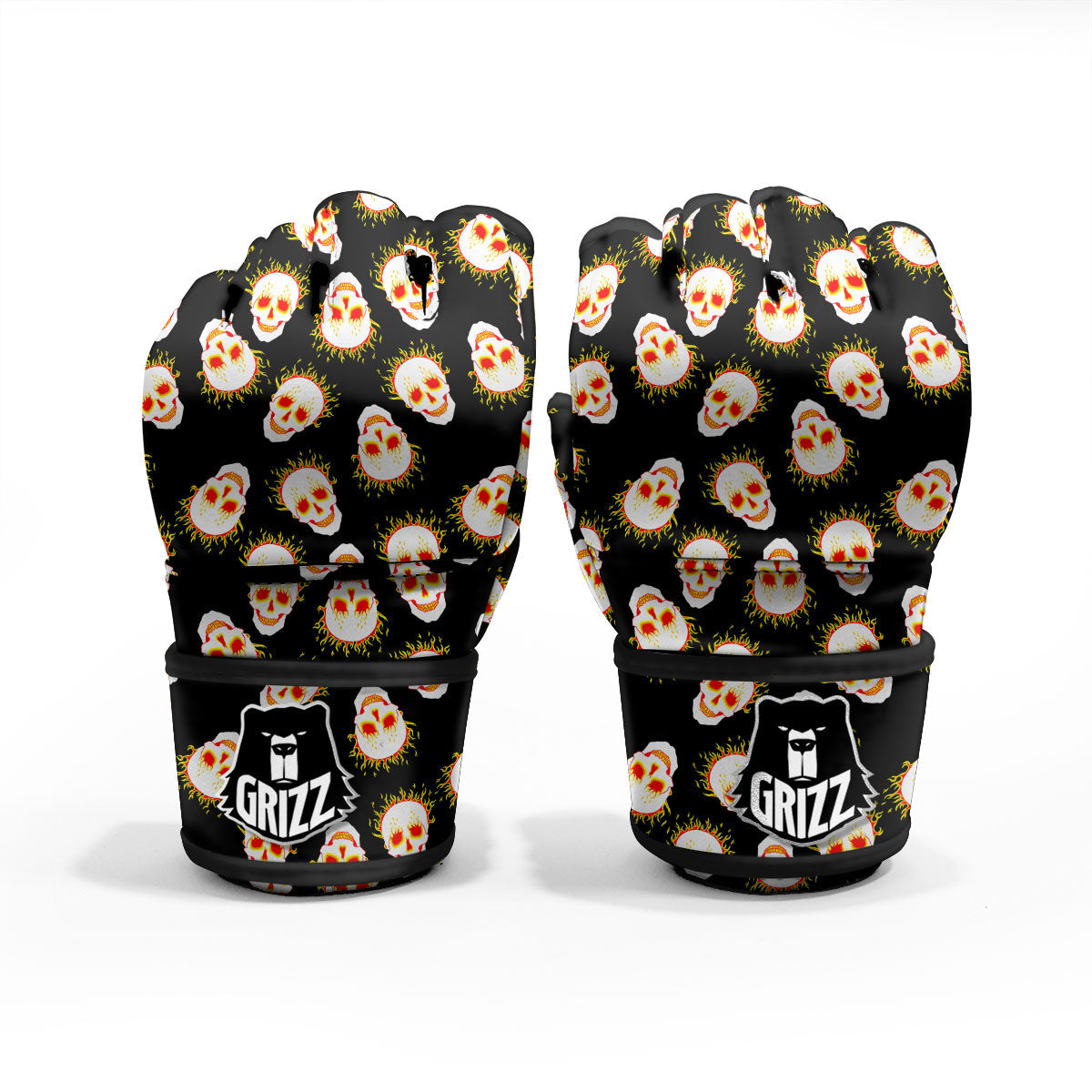 In Flames Skull Print Pattern MMA Gloves-grizzshop