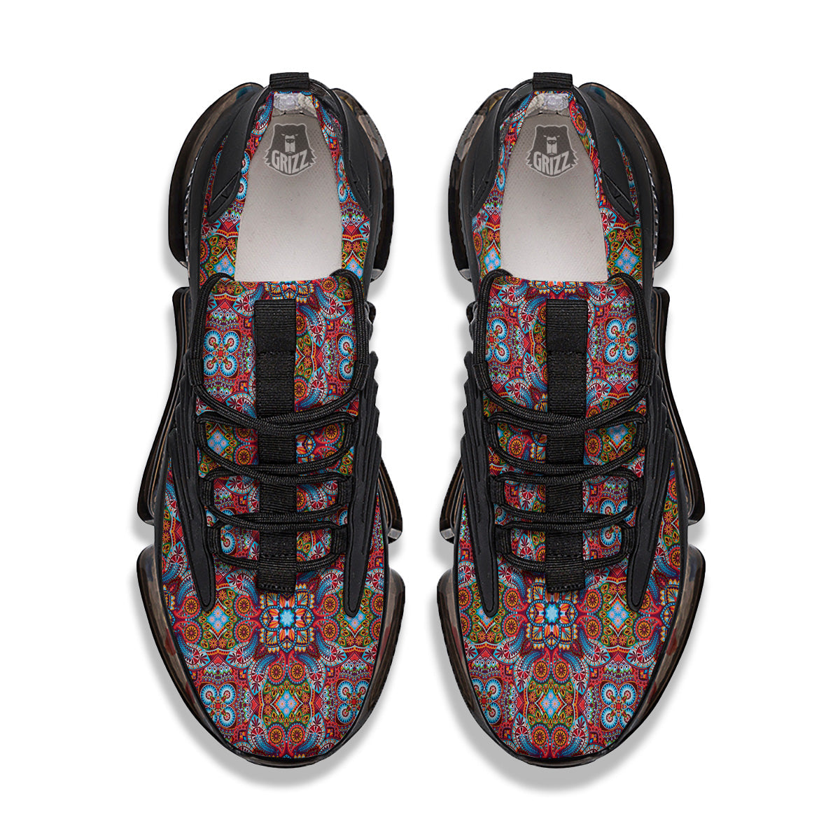India Paisley Colorful Print Pattern Black Gym Shoes-grizzshop