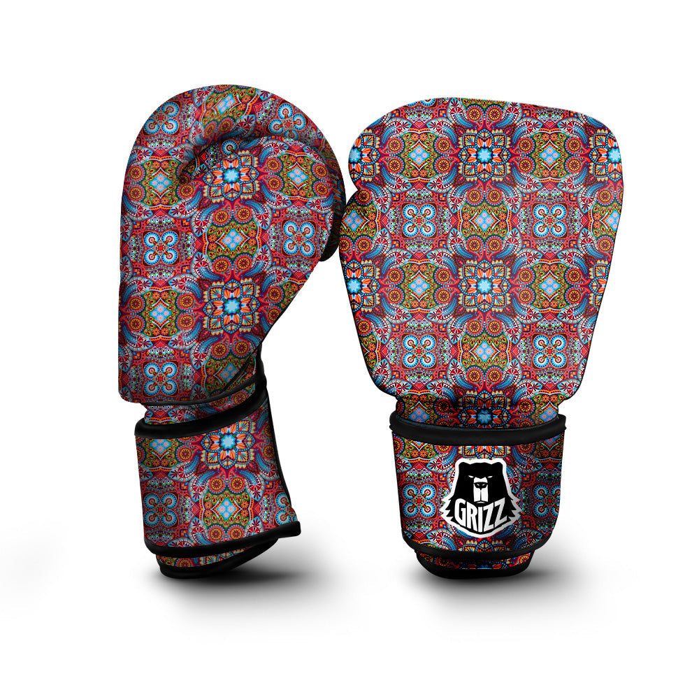 India Paisley Colorful Print Pattern Boxing Gloves-grizzshop