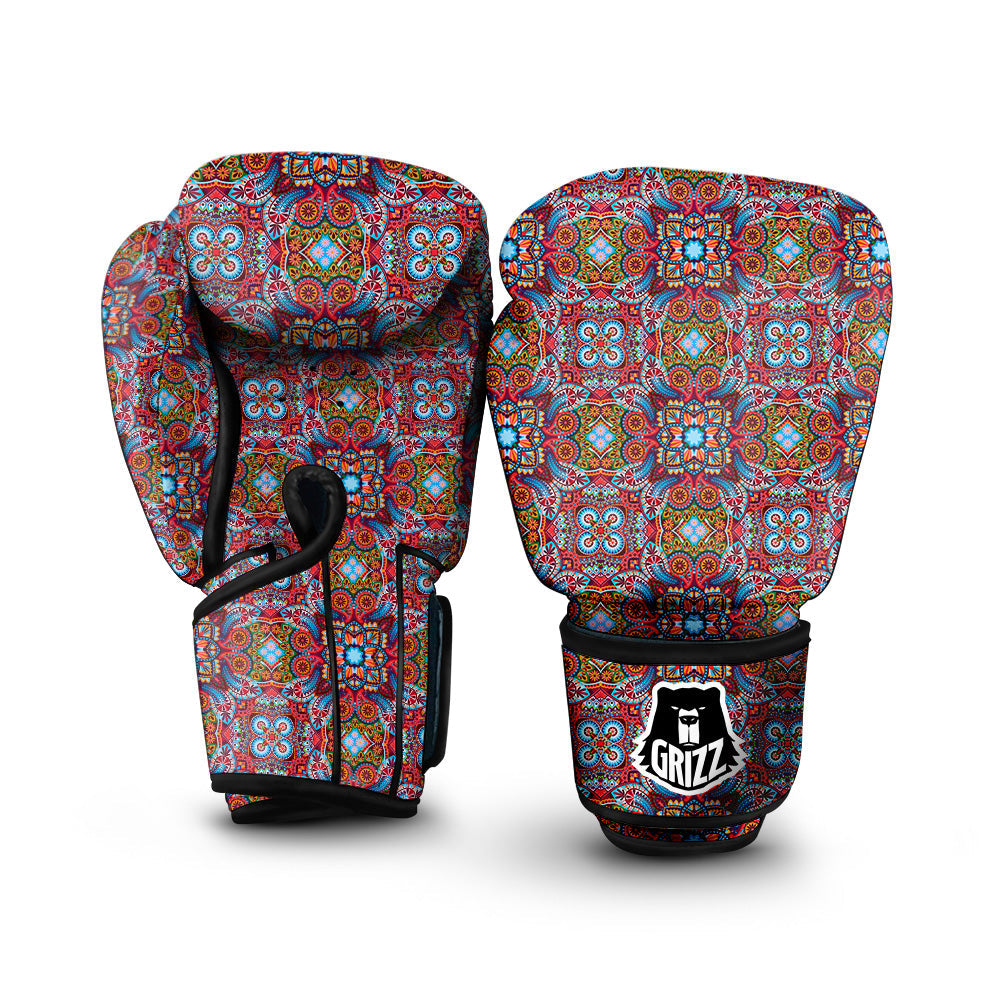 India Paisley Colorful Print Pattern Boxing Gloves-grizzshop