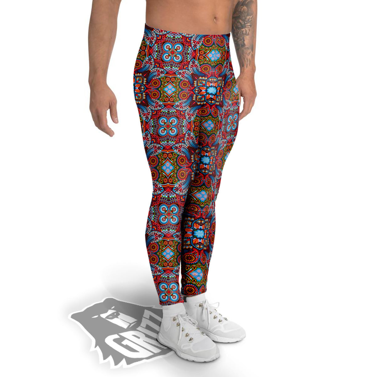 India Paisley Colorful Print Pattern Men's Leggings-grizzshop