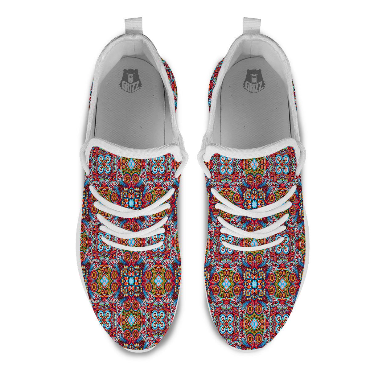 India Paisley Colorful Print Pattern White Athletic Shoes-grizzshop