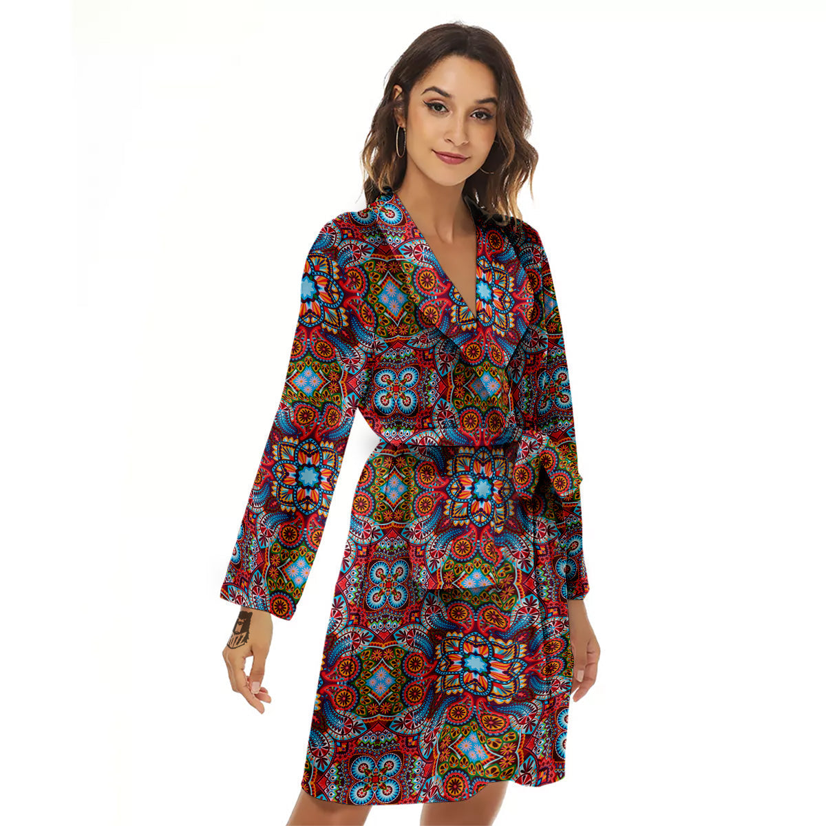 India Paisley Colorful Print Pattern Women's Robe-grizzshop