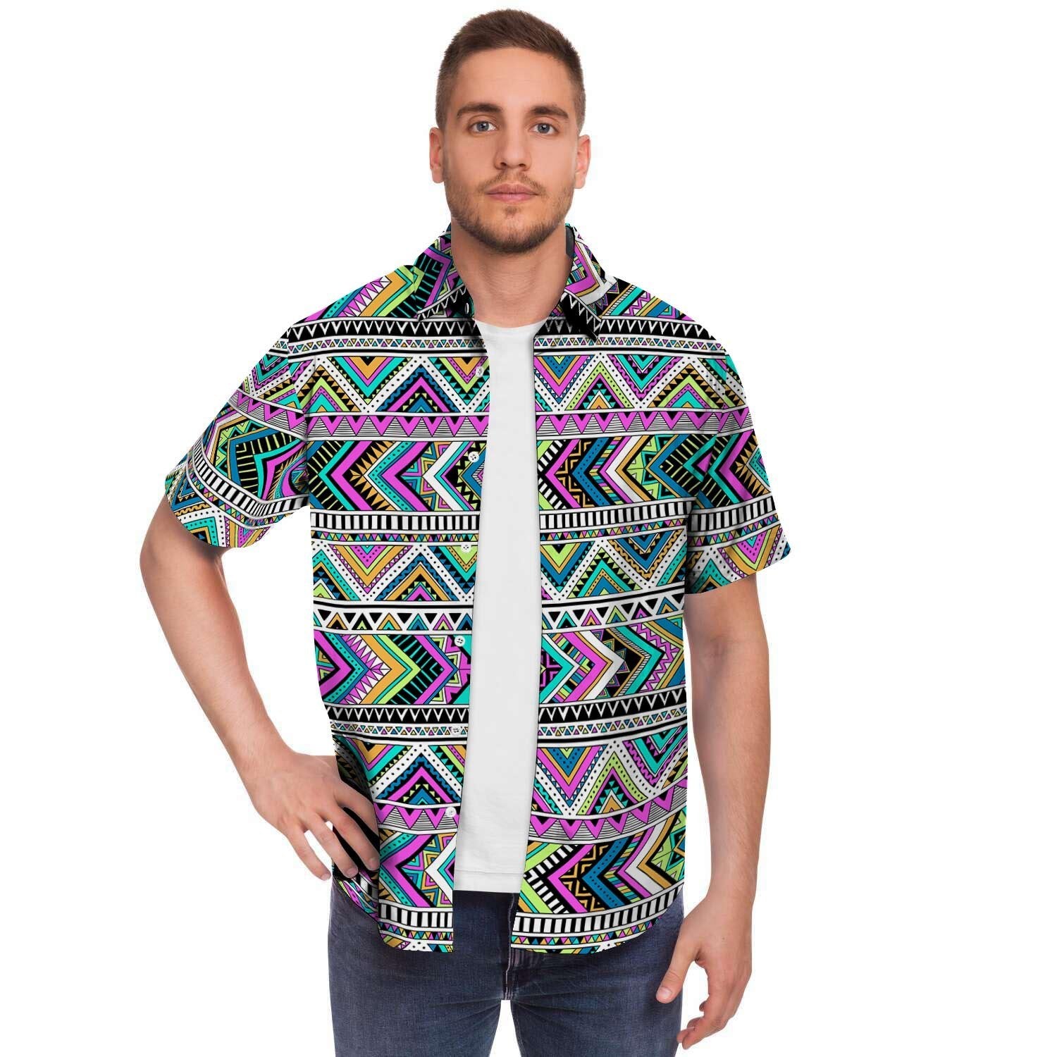 Indian Aztec Men's Short Sleeve Shirt-grizzshop