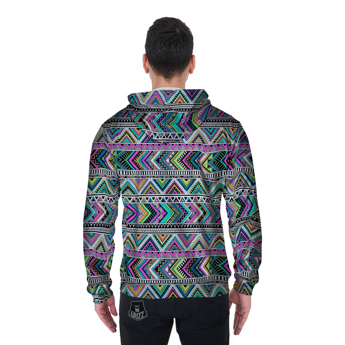 Indian Aztec Men's Zip Up Hoodie-grizzshop