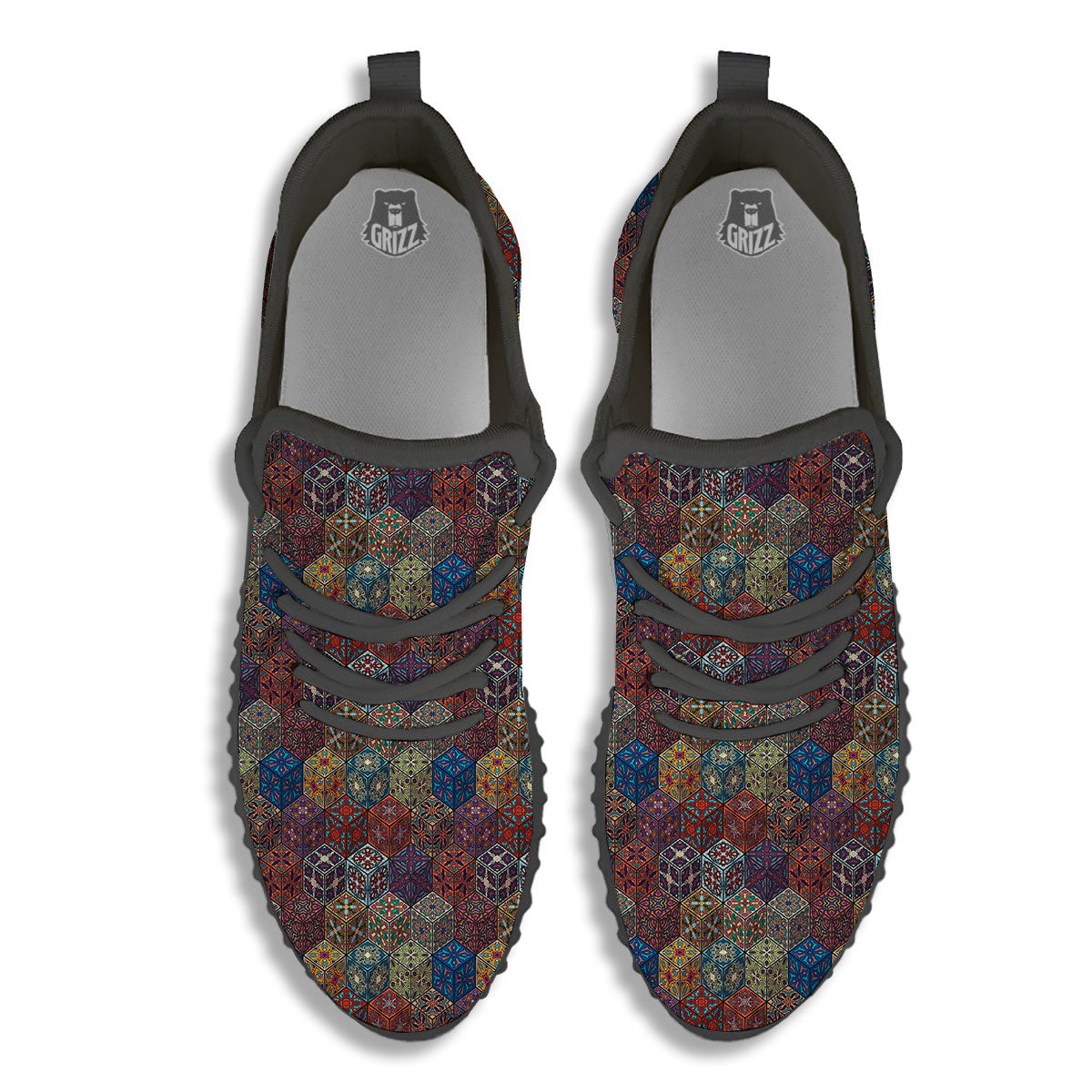 Indian Box Bohemian Print Pattern Black Walking Shoes-grizzshop