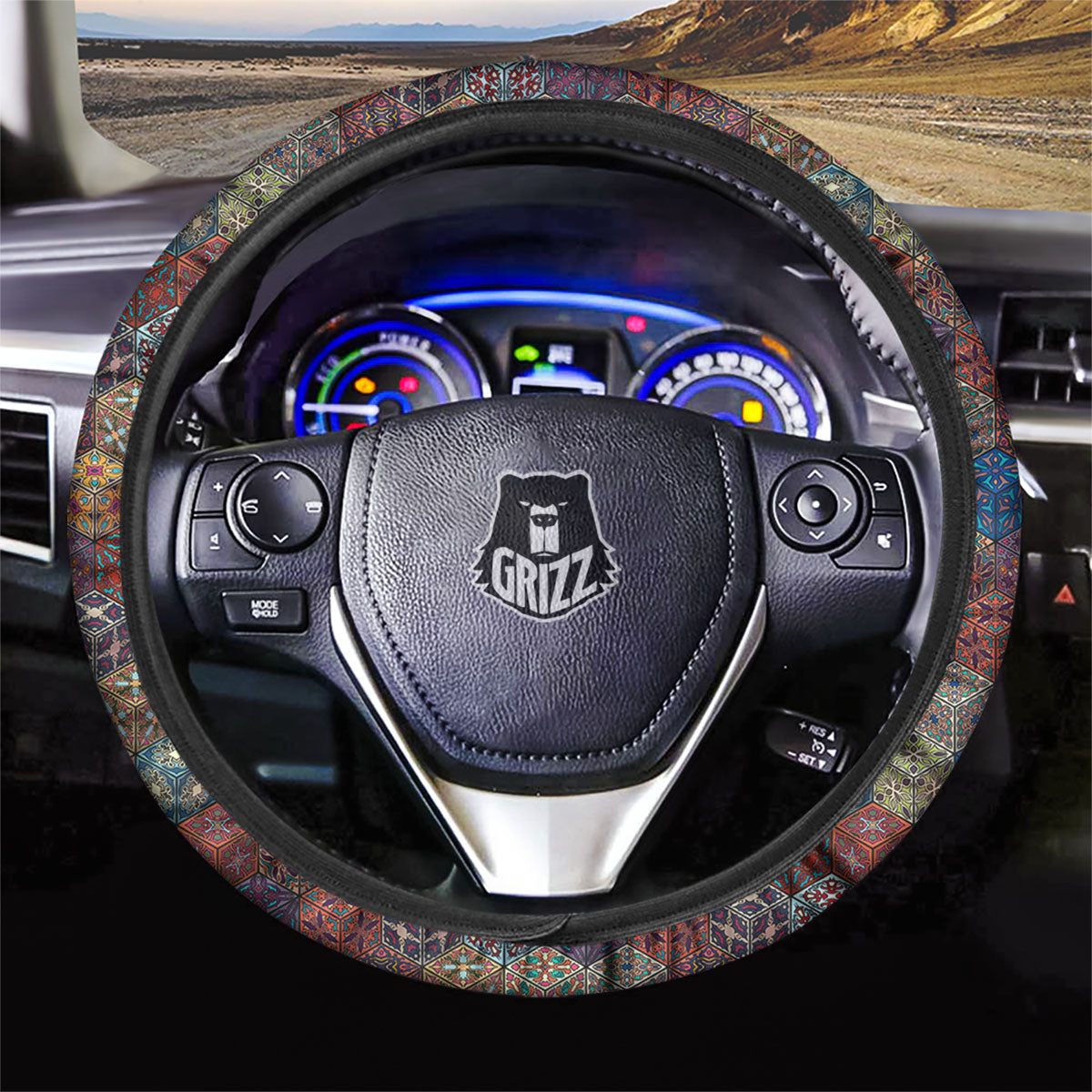 Indian Box Bohemian Print Pattern Car Steering Wheel Cover-grizzshop