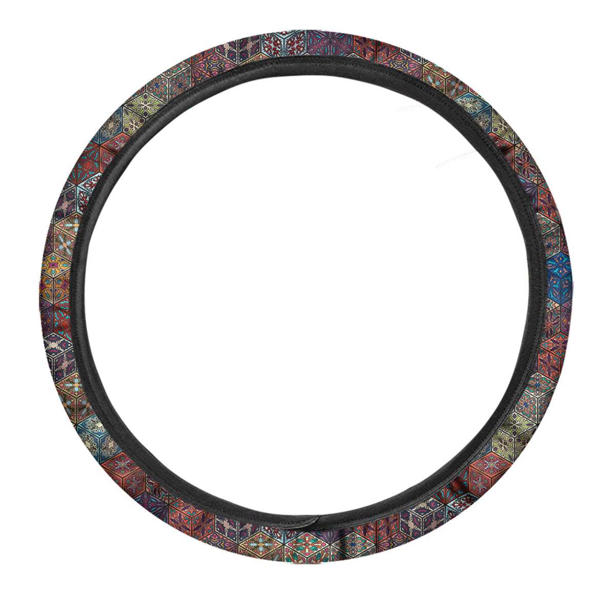 Indian Box Bohemian Print Pattern Car Steering Wheel Cover-grizzshop