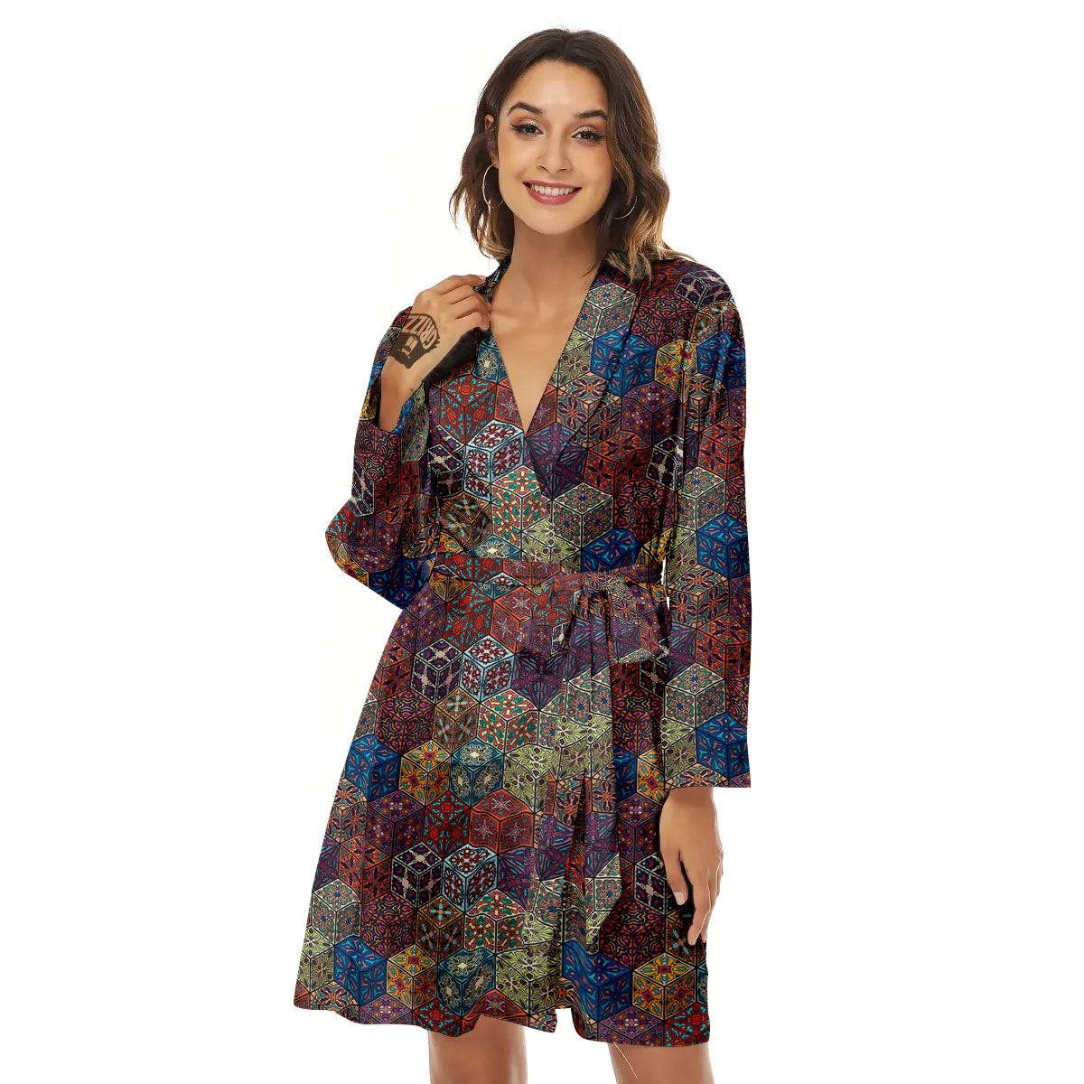Indian Box Bohemian Print Pattern Women's Robe-grizzshop