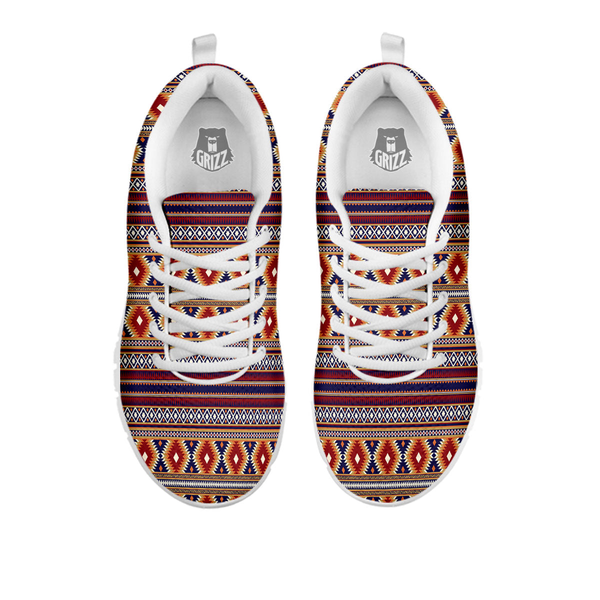 Indian Native Tribal Print Pattern White Sneaker-grizzshop
