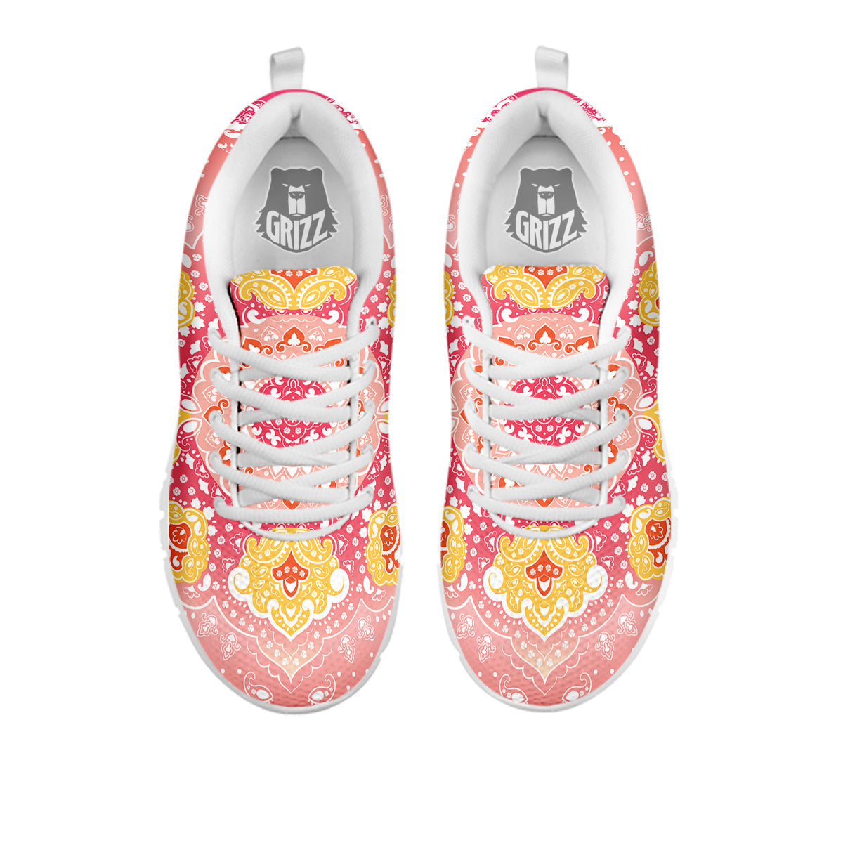 Indian Paisley Bandana Pink Print White Sneaker-grizzshop