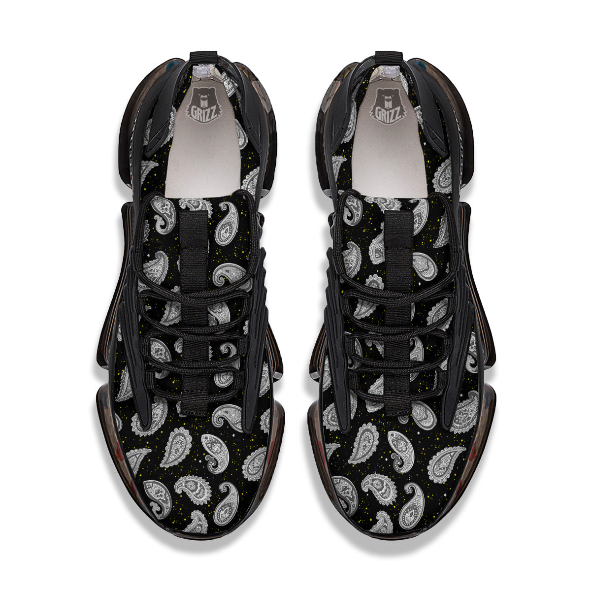 Indian Rug Tribal And Yellow Star Print Pattern Black Gym Shoes-grizzshop