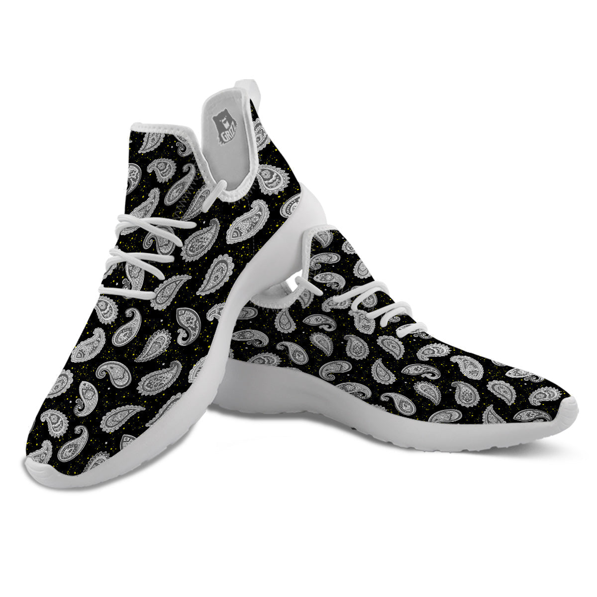 Indian Rug Tribal And Yellow Star Print Pattern White Athletic Shoes-grizzshop
