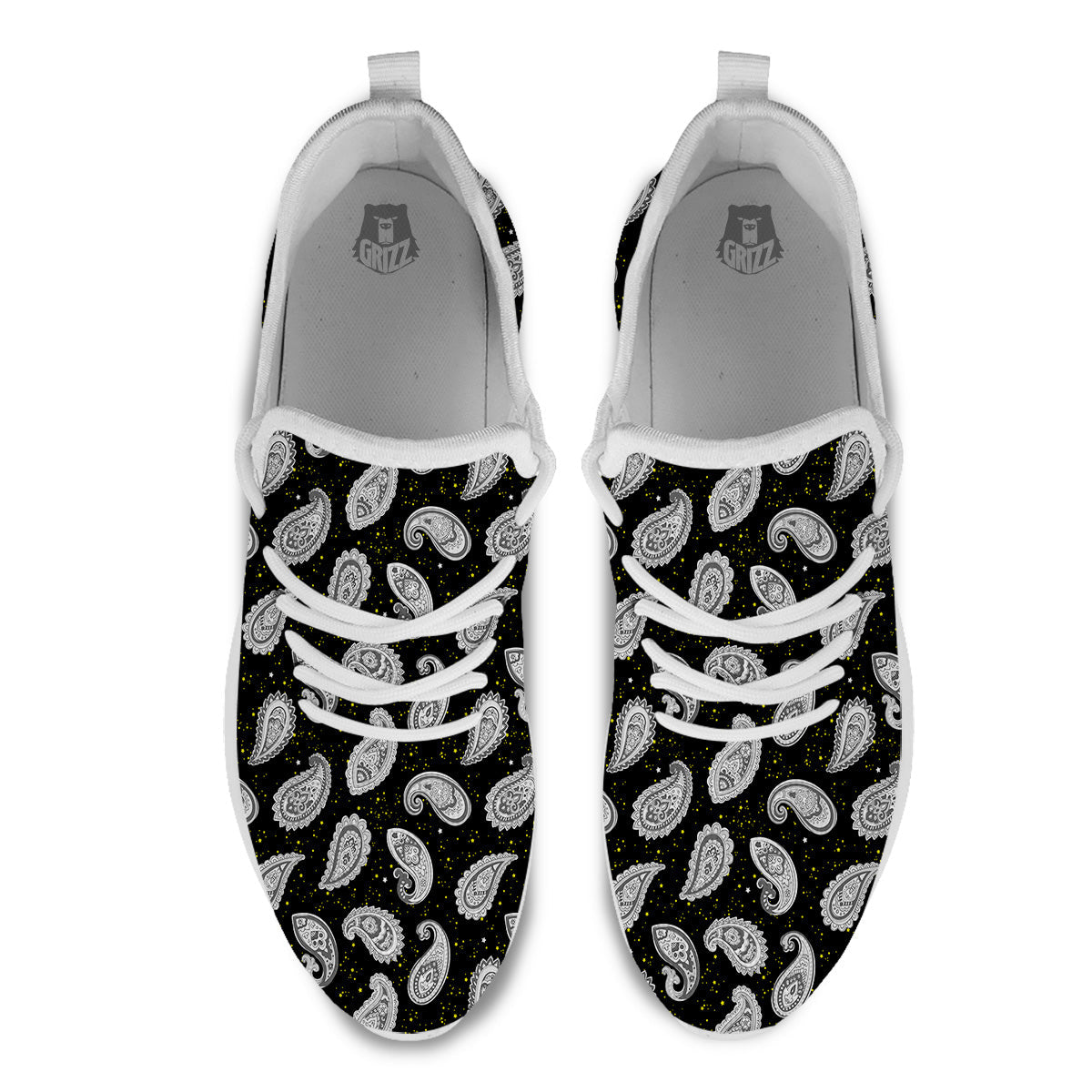 Indian Rug Tribal And Yellow Star Print Pattern White Athletic Shoes-grizzshop