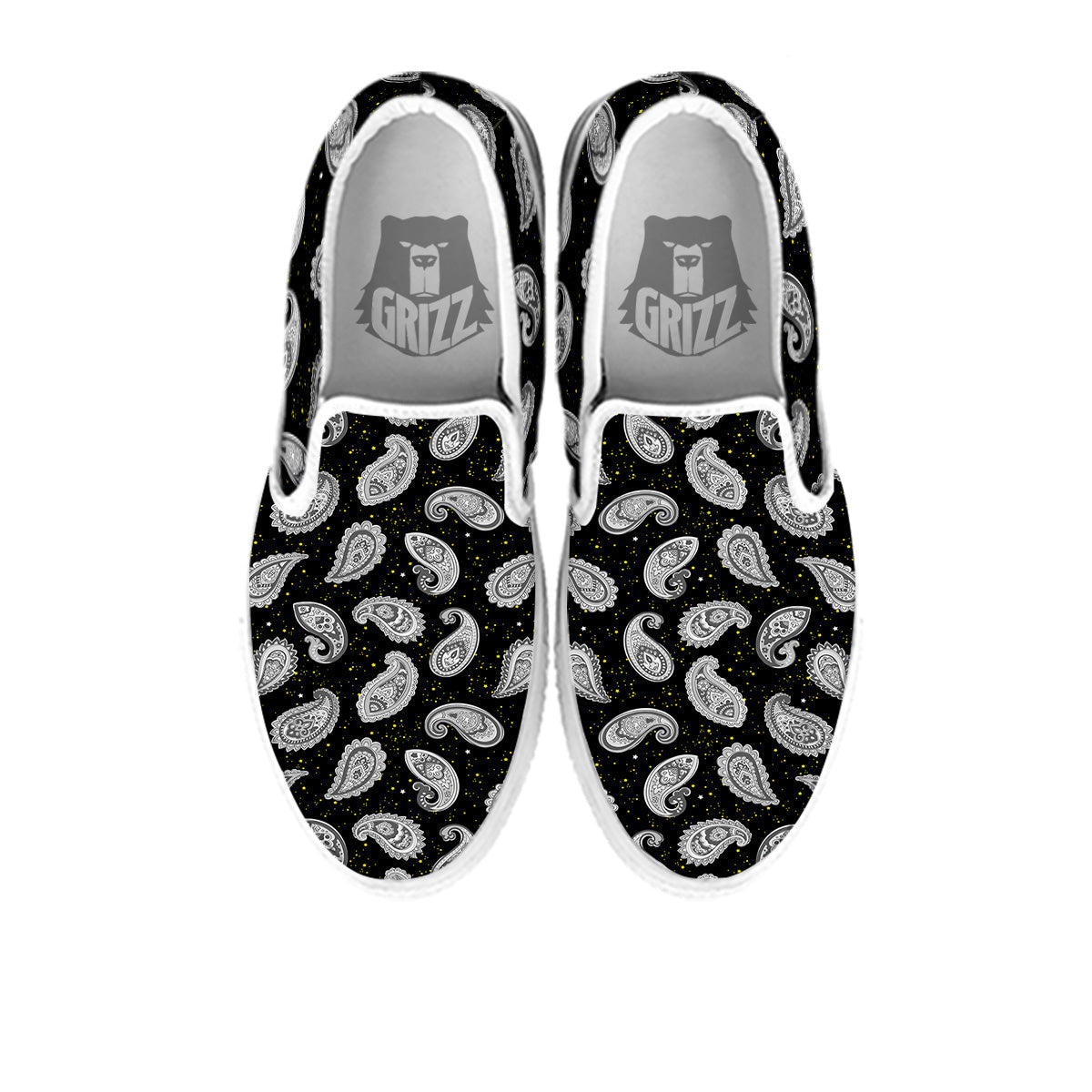 Indian Rug Tribal And Yellow Star Print Pattern White Slip On Shoes-grizzshop