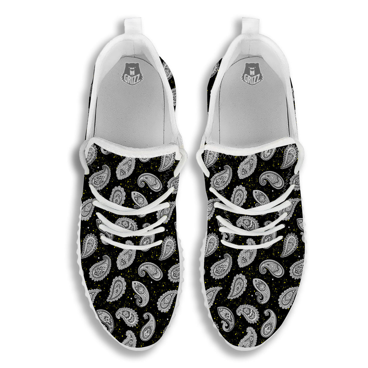 Indian Rug Tribal And Yellow Star Print Pattern White Walking Shoes-grizzshop