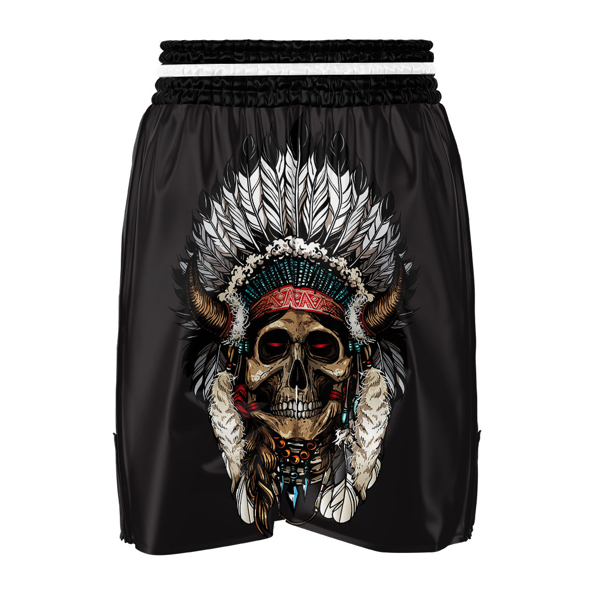 Indian Skull Native American Print Boxing Shorts-grizzshop