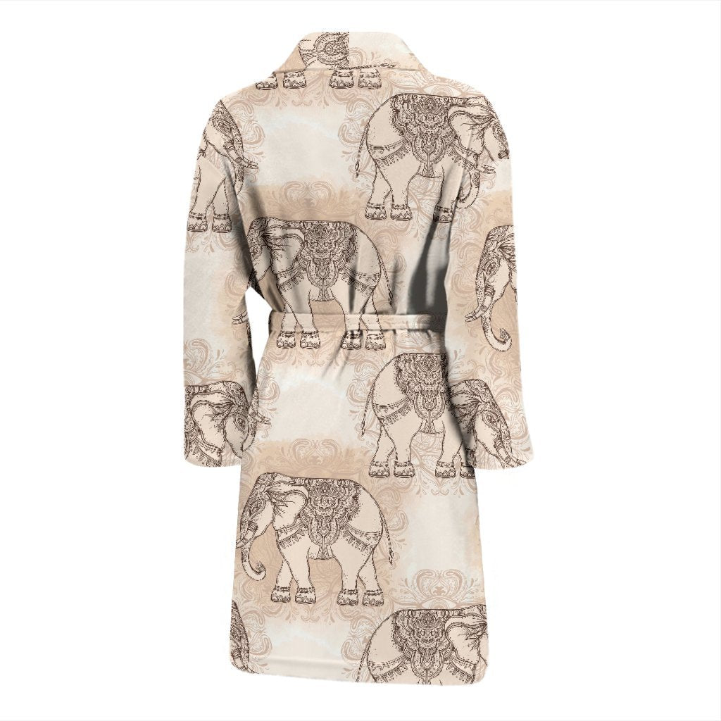 Indian Tribal Elephant Print Men Long Robe-grizzshop