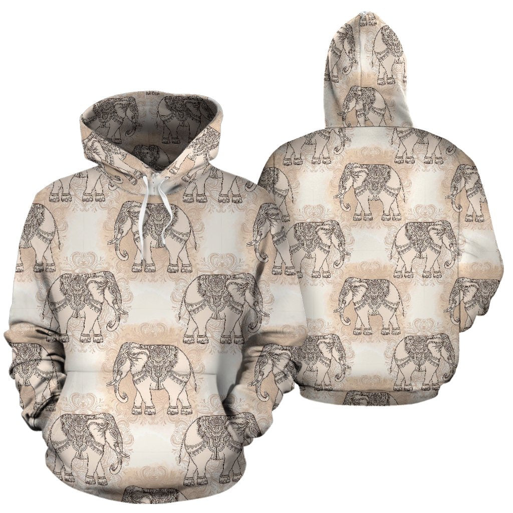 Indian Tribal Elephant Print Women Men Pullover Hoodie-grizzshop