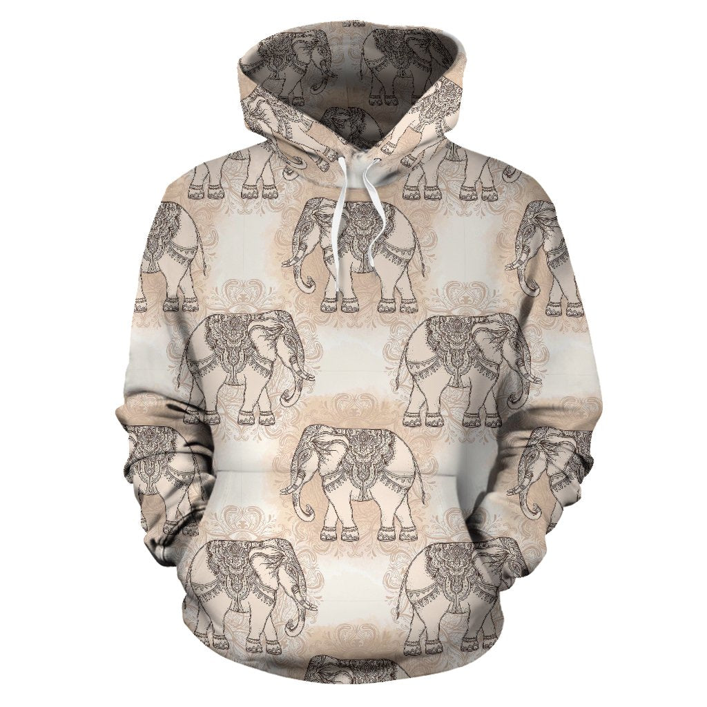 Indian Tribal Elephant Print Women Men Pullover Hoodie-grizzshop