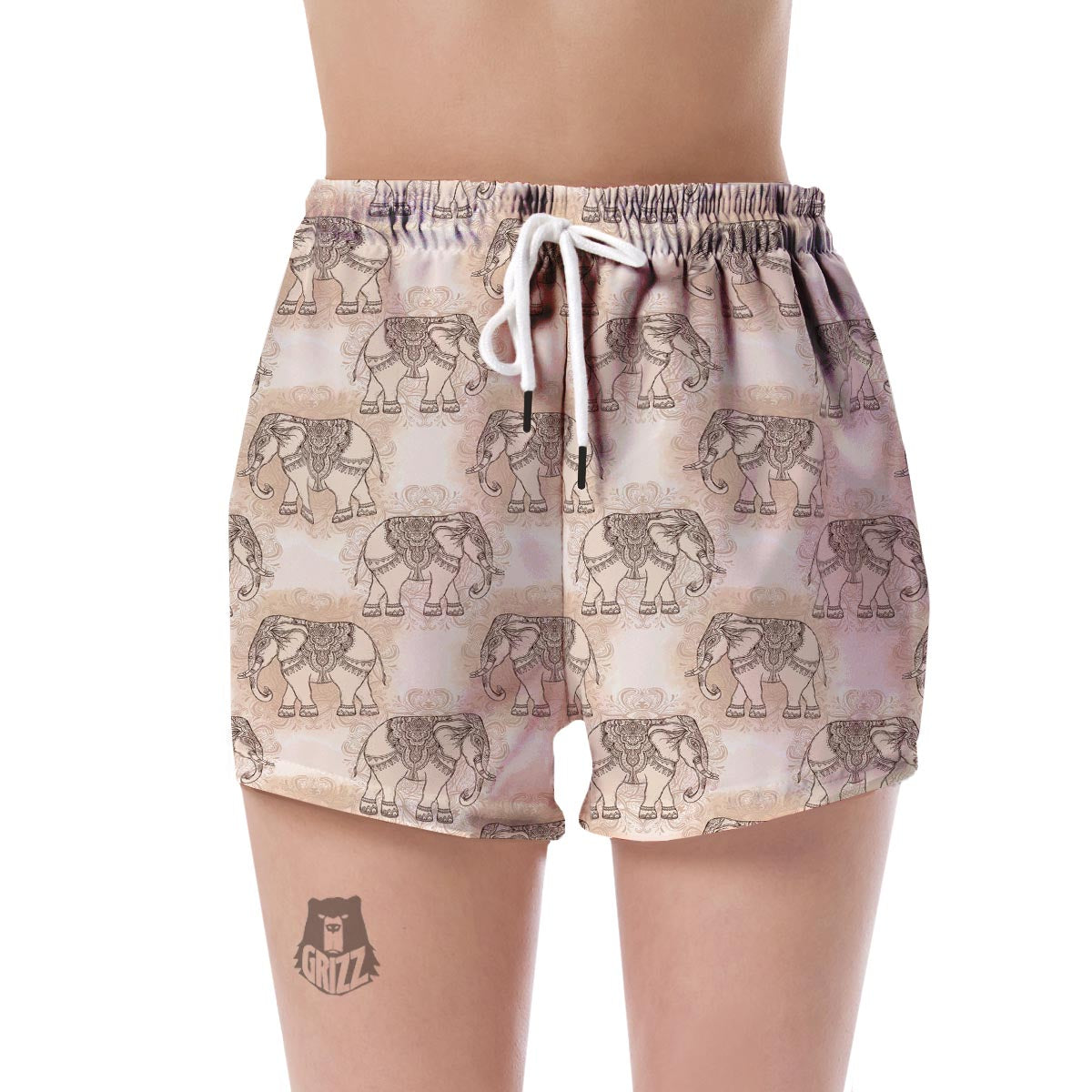 Indian Tribal Elephant Print Women's Shorts-grizzshop