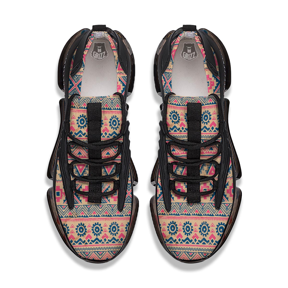 Indian Tribal Native Print Pattern Black Gym Shoes-grizzshop
