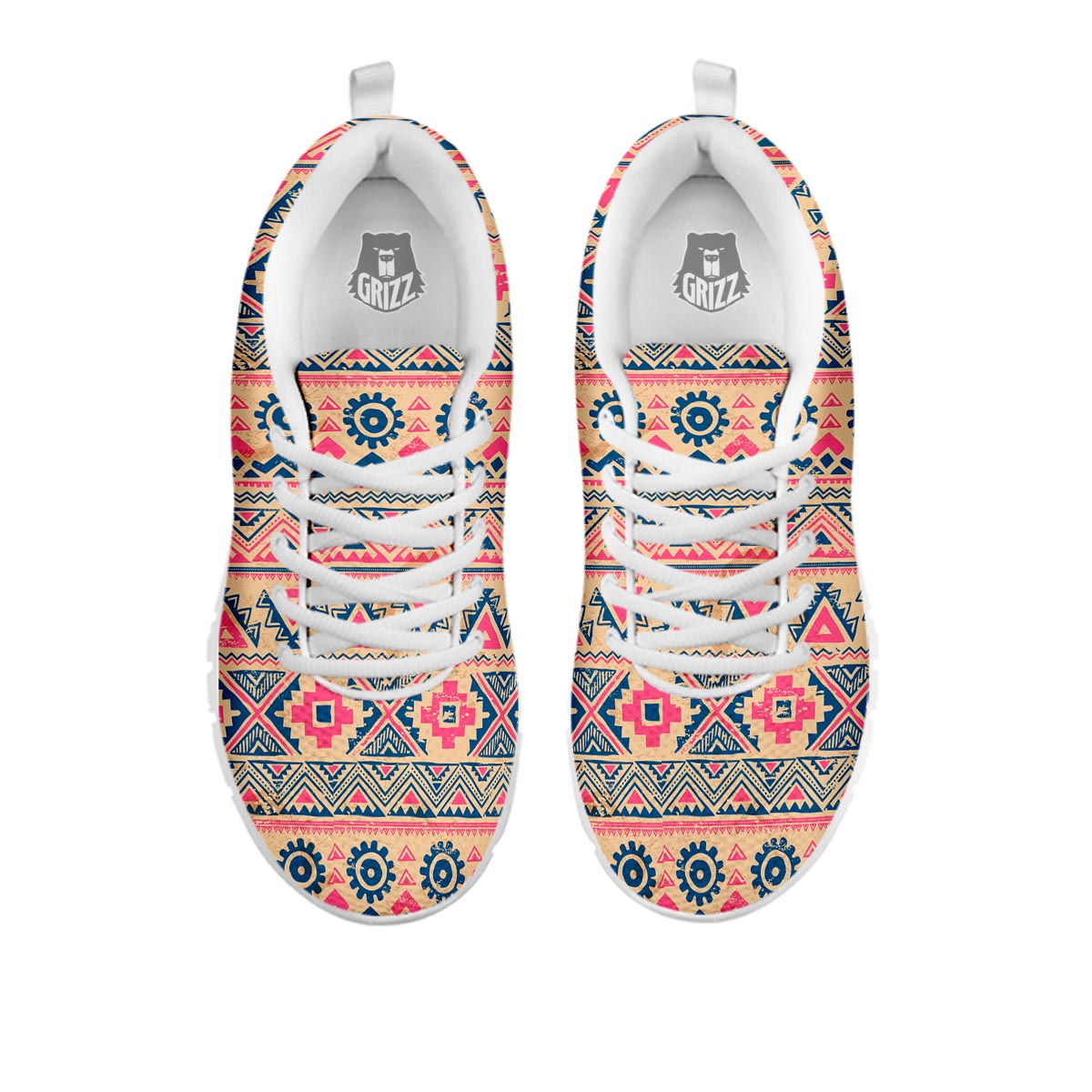 Indian Tribal Native Print Pattern White Sneaker-grizzshop
