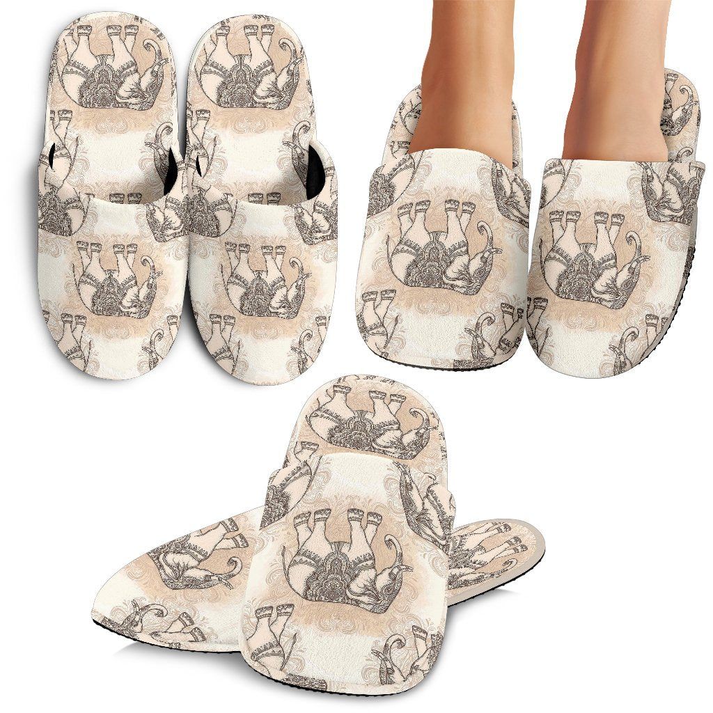 Indian Tribal Elephant Print Premium Home Slippers-grizzshop