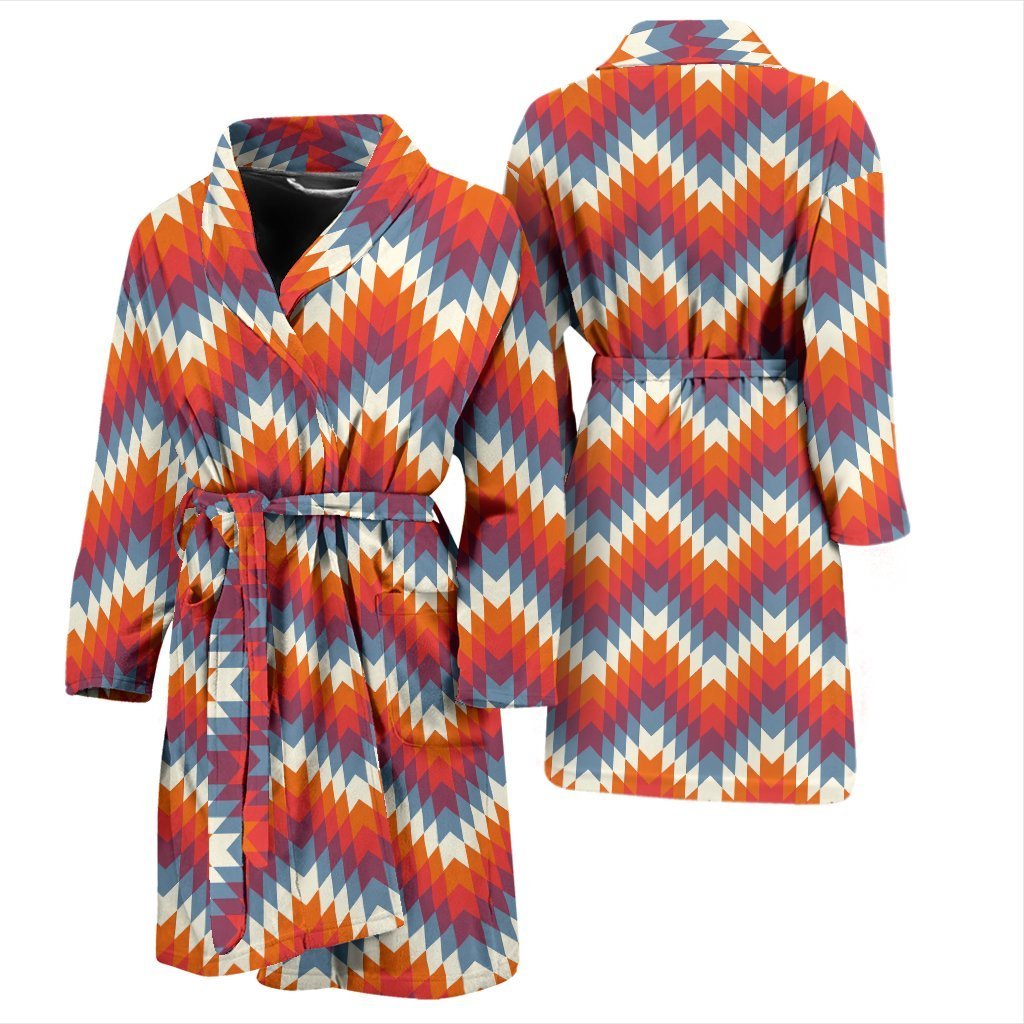 Indians Native American Navajo Aztec Tribal Print Men Long Robe-grizzshop