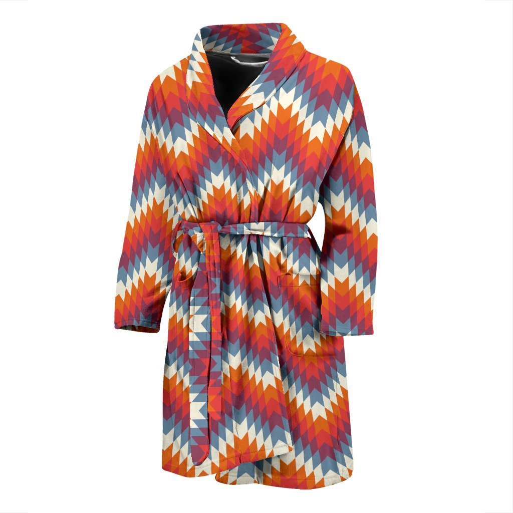 Indians Native American Navajo Aztec Tribal Print Men Long Robe-grizzshop