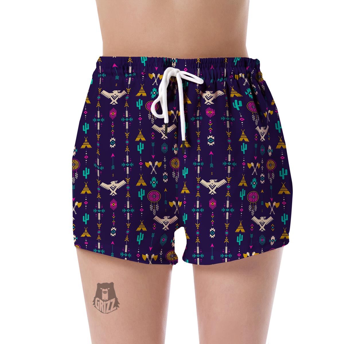 Indians Tribal Native Navajo American Aztec Pendleton Print Women's Shorts-grizzshop