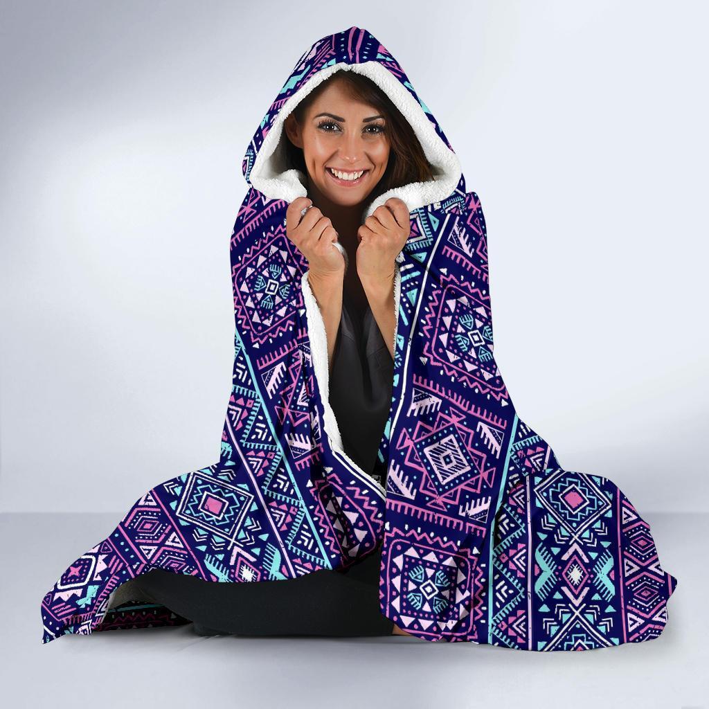Indians Tribal Native Navajo American Aztec Print Hooded Blanket-grizzshop
