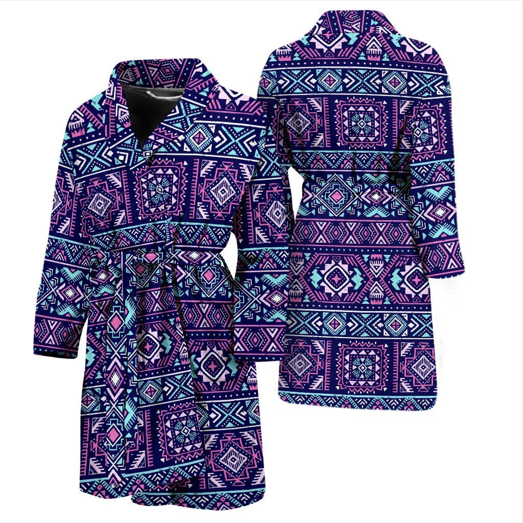 Indians Tribal Native Navajo American Aztec Print Men Long Robe-grizzshop