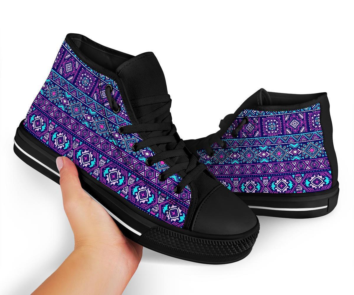 Indians Tribal Native Navajo American Aztec Print Men Women's High Top Shoes-grizzshop