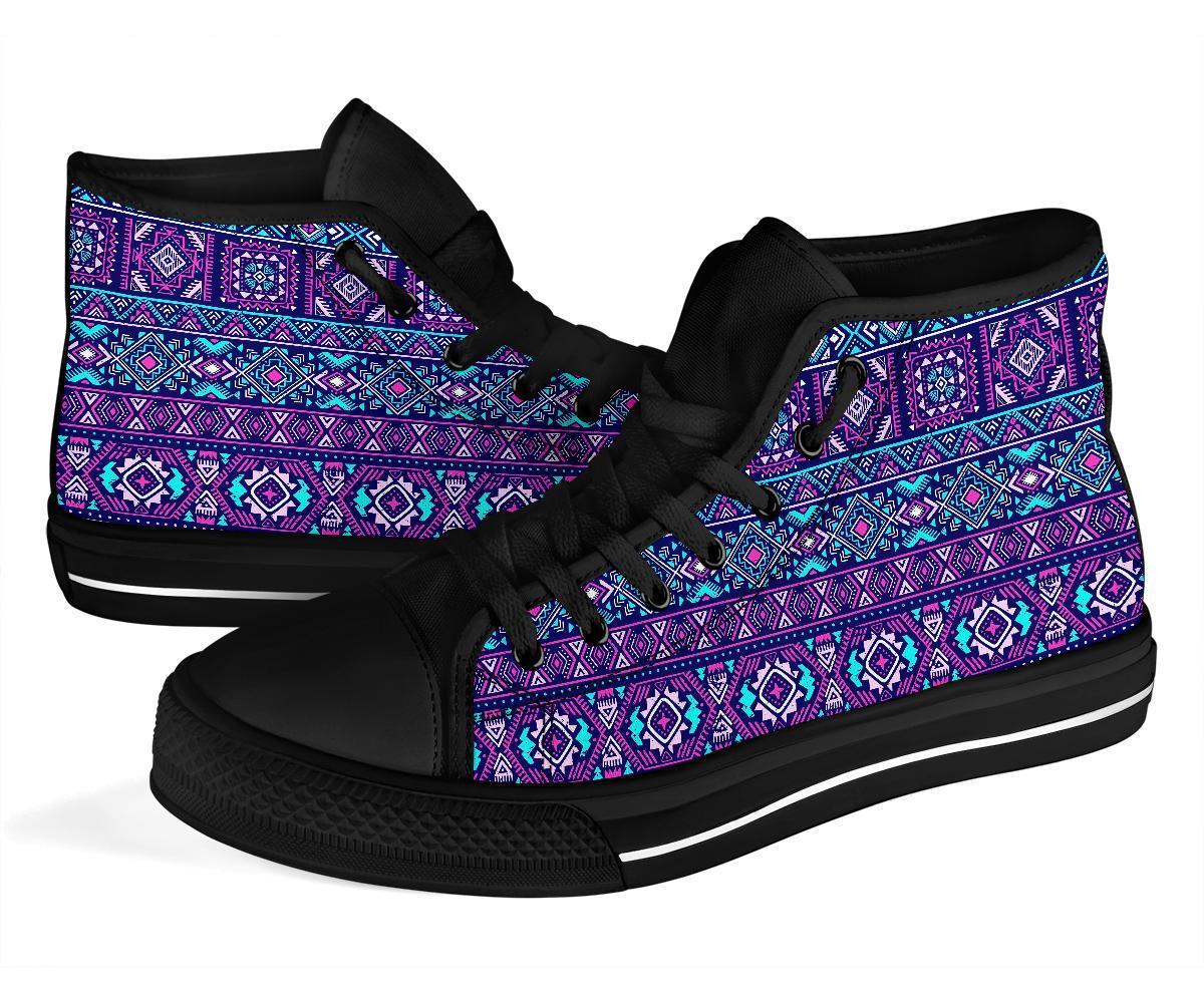 Indians Tribal Native Navajo American Aztec Print Men Women's High Top Shoes-grizzshop