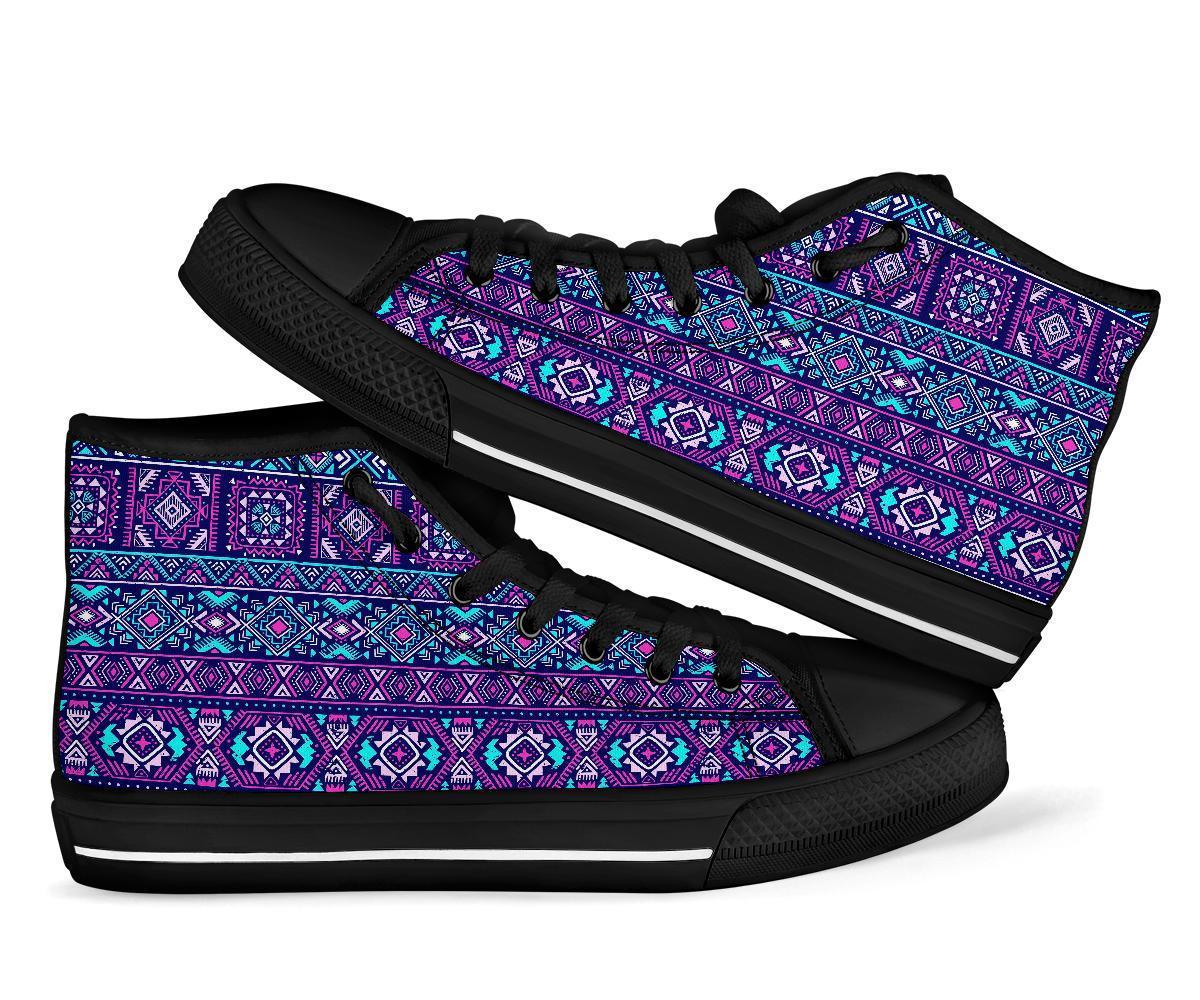 Indians Tribal Native Navajo American Aztec Print Men Women's High Top Shoes-grizzshop