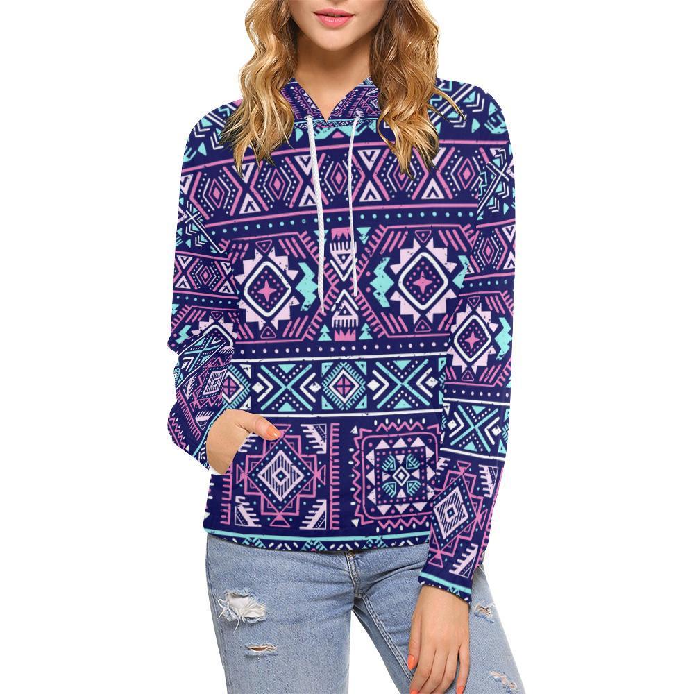 Indians Tribal Native Navajo American Aztec Print Women Pullover Hoodies -grizzshop