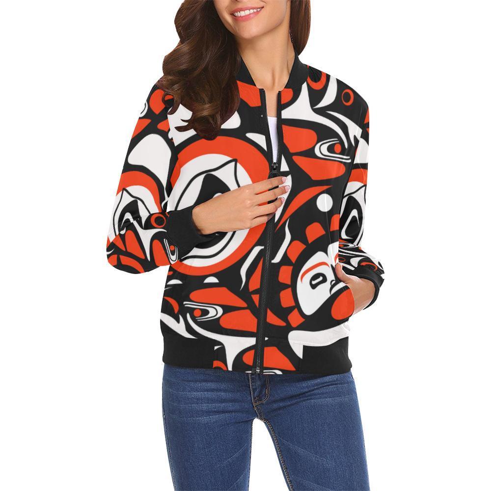 Indians Aztec Tribal Native Navajo American Print Women Casual Bomber Jacket-grizzshop