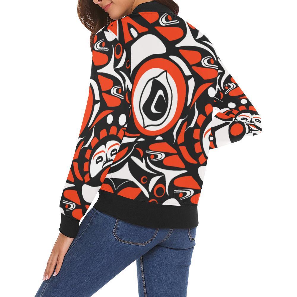 Indians Aztec Tribal Native Navajo American Print Women Casual Bomber Jacket-grizzshop