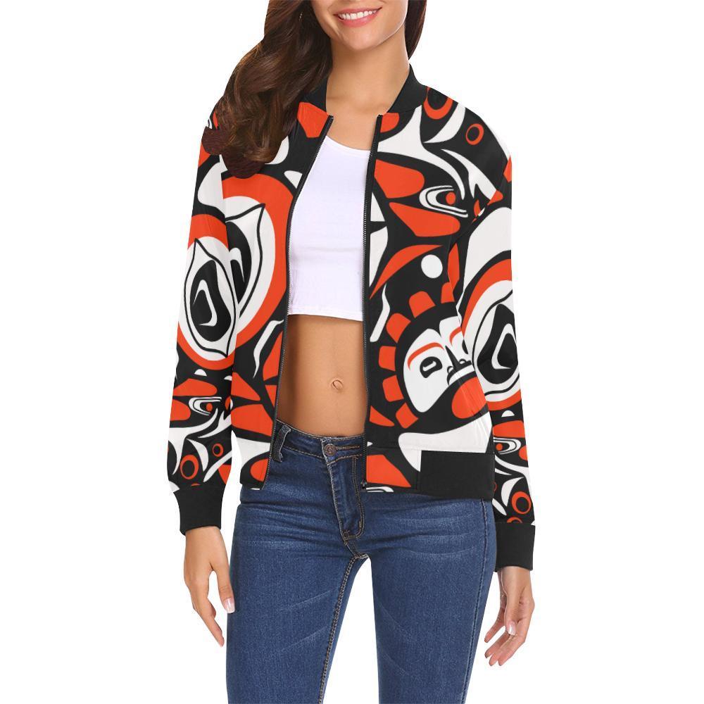 Indians Aztec Tribal Native Navajo American Print Women Casual Bomber Jacket-grizzshop